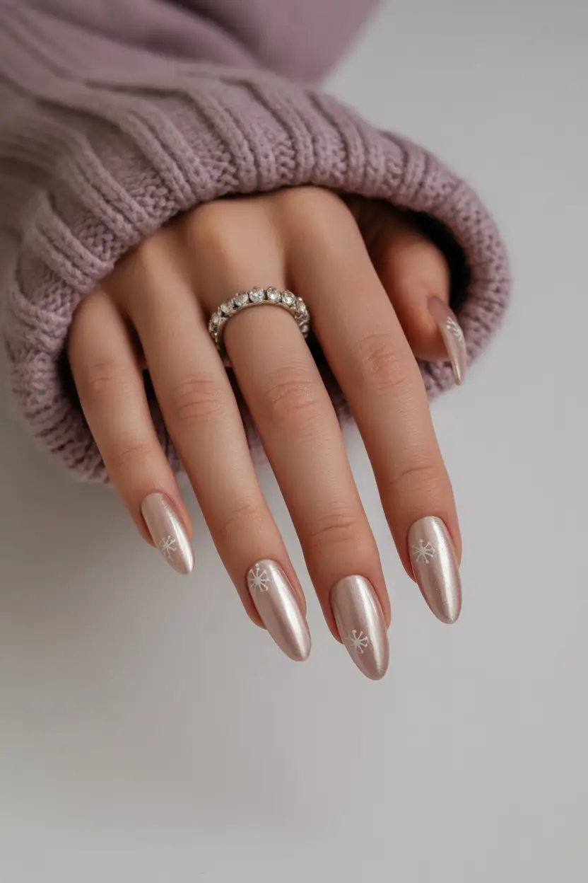 white christmas nails designs Champagne Snowflakes