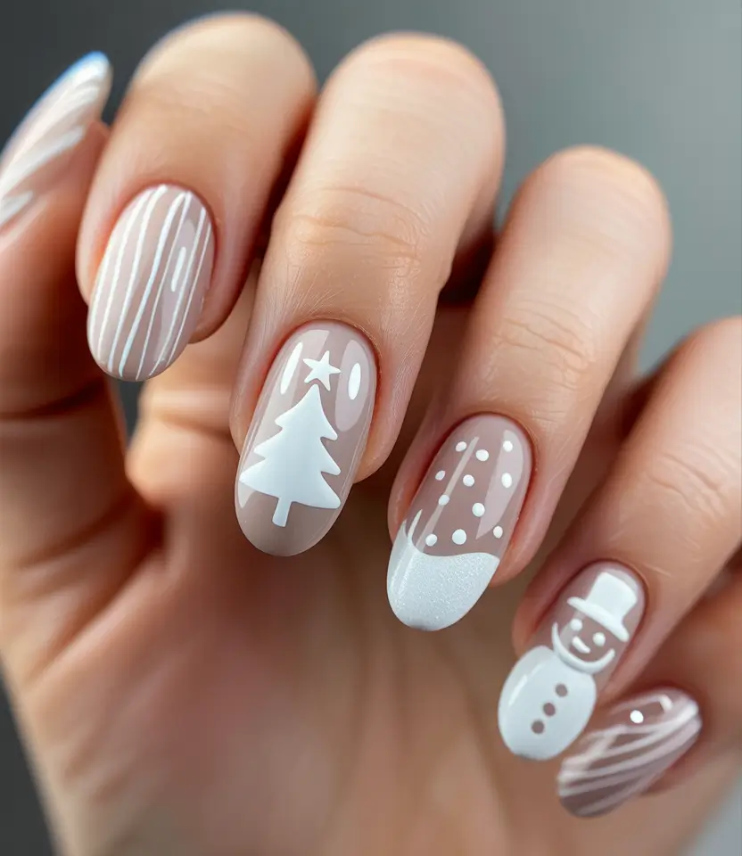 white christmas nails designs Festive Forest Charm