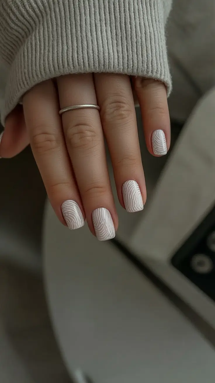 white christmas nails short Textured Minimalist Chic