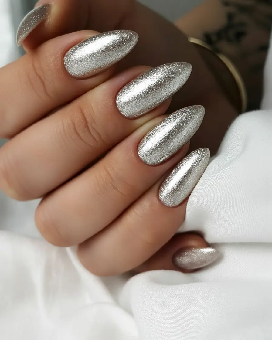 white christmas nails glitter Metallic Snowlight Magic