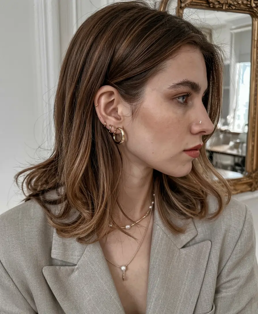 cute winter hairstyles Effortless Medium Layers with Soft Shine