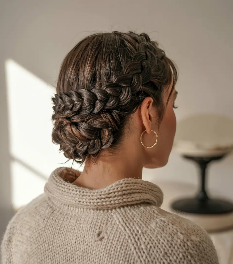 cute winter hairstyles braids Braided Crown Updo