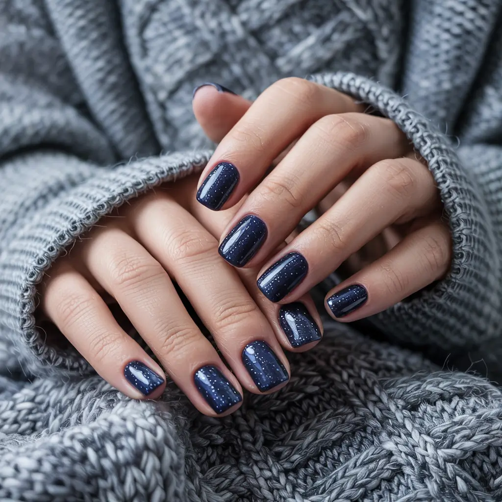dark winter nail colors 2025 Cosmic Navy Calm