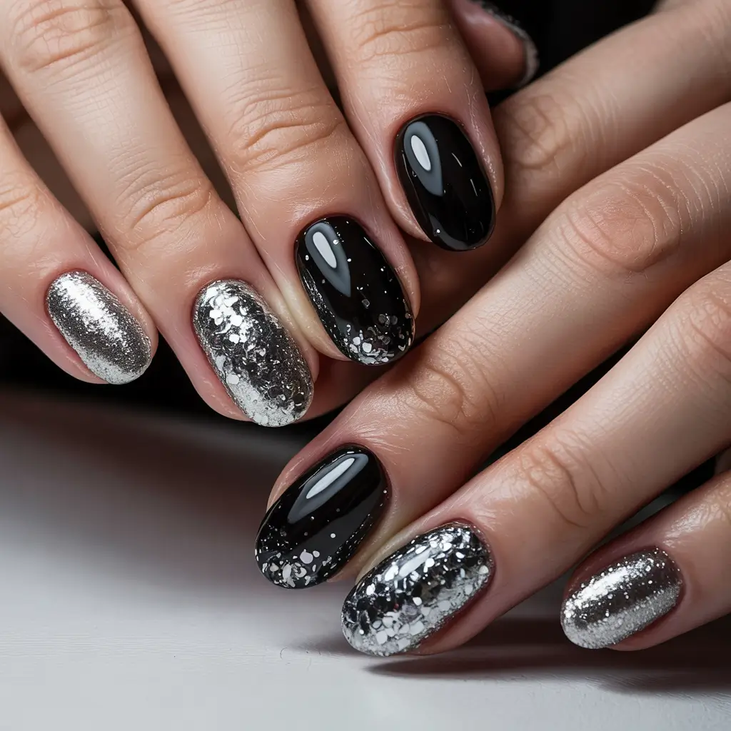 dark winter nail colors 2025 Silver Eclipse