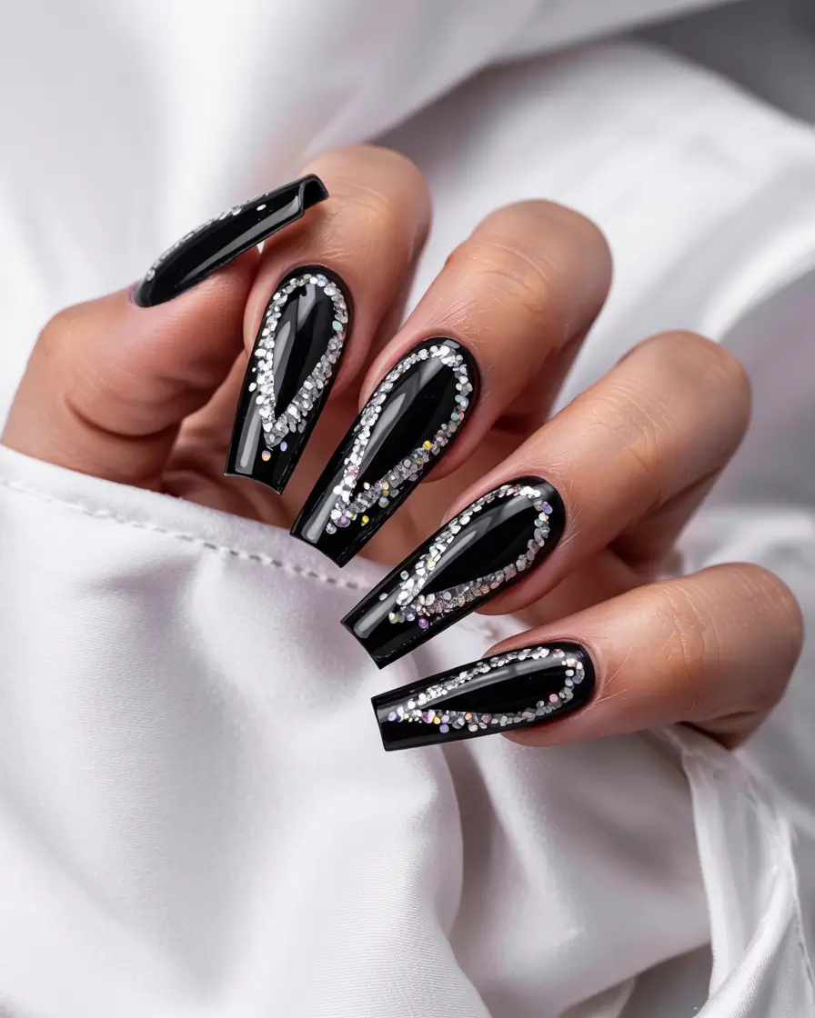 dark winter nail colors 2025 Crystal Edge Glamour
