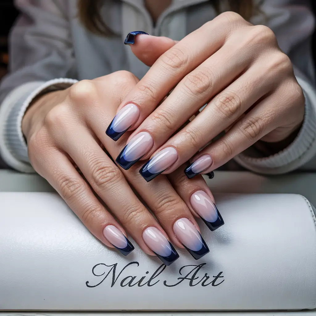 dark winter nail colors 2025 Midnight French