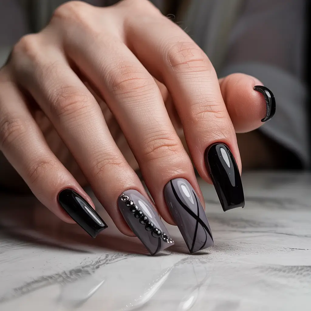 dark winter nail colors 2025 Smoky Quartz Elegance