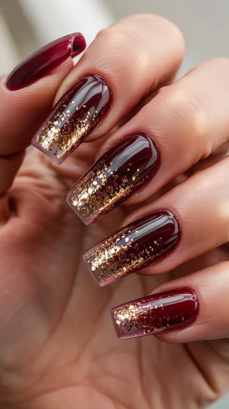 dark winter nail colors 2025 Gilded Wine