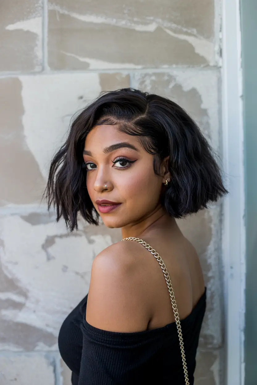 winter hairstyles for black women short Softly Textured Bob with Subtle Volume