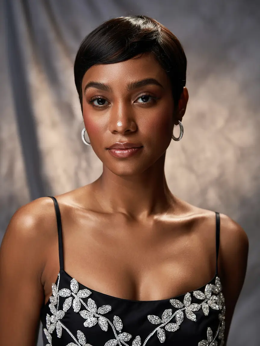 winter hairstyles for black women short Chic Pixie Elegance