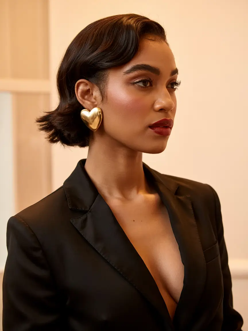 winter hairstyles for black women short Polished Retro Bob