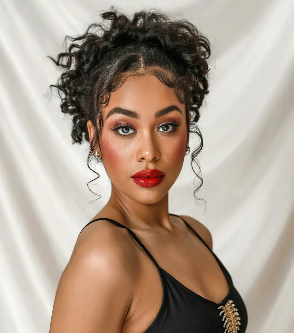 hairstyles for black women natural Curly Pineapple Updo
