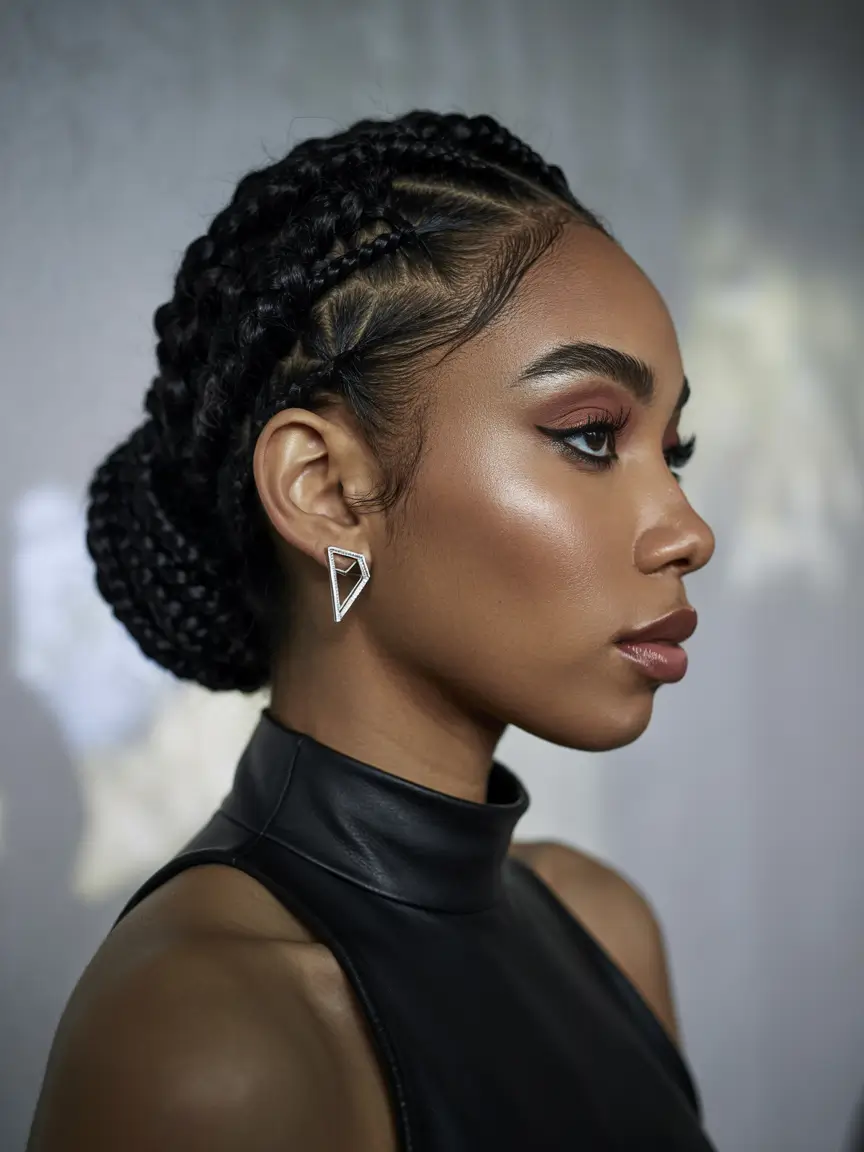 winter hairstyles for black women cornrows Elegant Cornrowed Bun