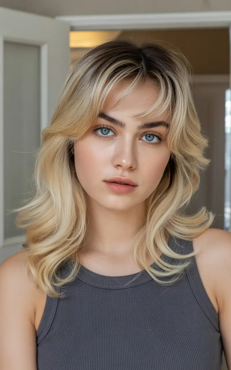 winter medium haircuts 2025 - 2026 Blonde Shag Revival