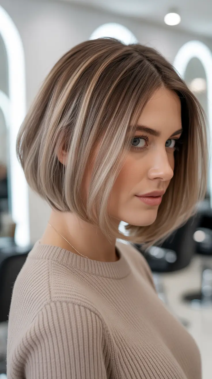 winter medium haircuts 2025 - 2026 Soft Blonde Bob with Root Depth