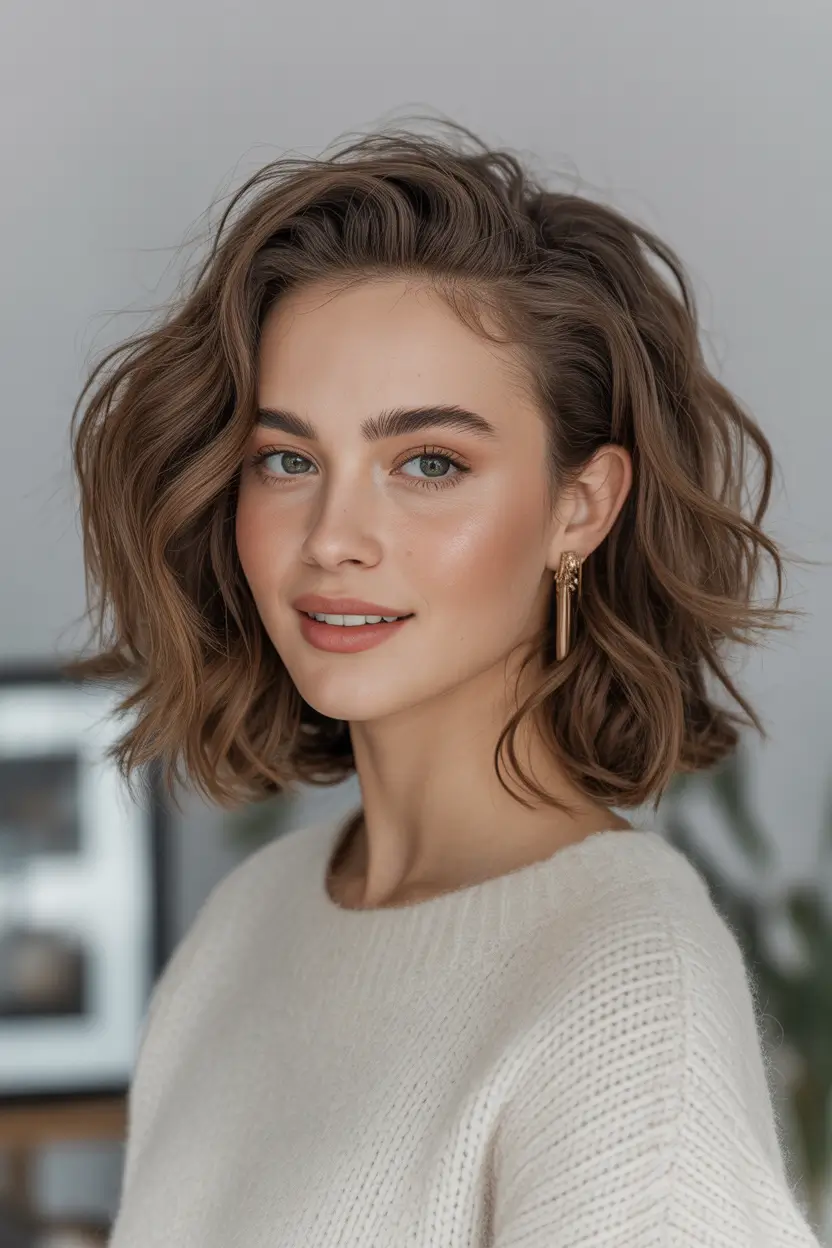 winter medium haircuts 2025 - 2026 Soft Chocolate Curl Bob