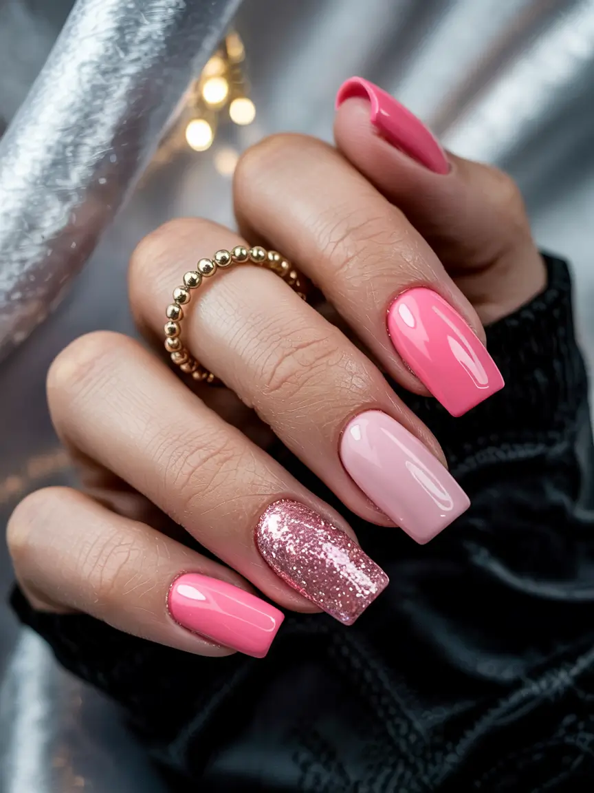 winter-nails-ideas-pink-Soft-Pink-Glow-with-Glitter-Accent
