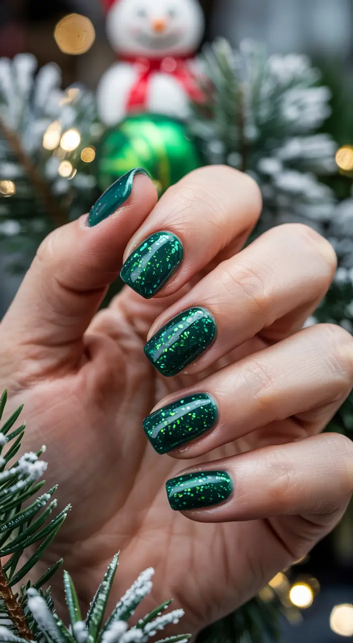 winter nails ideas acrylic Emerald Midnight