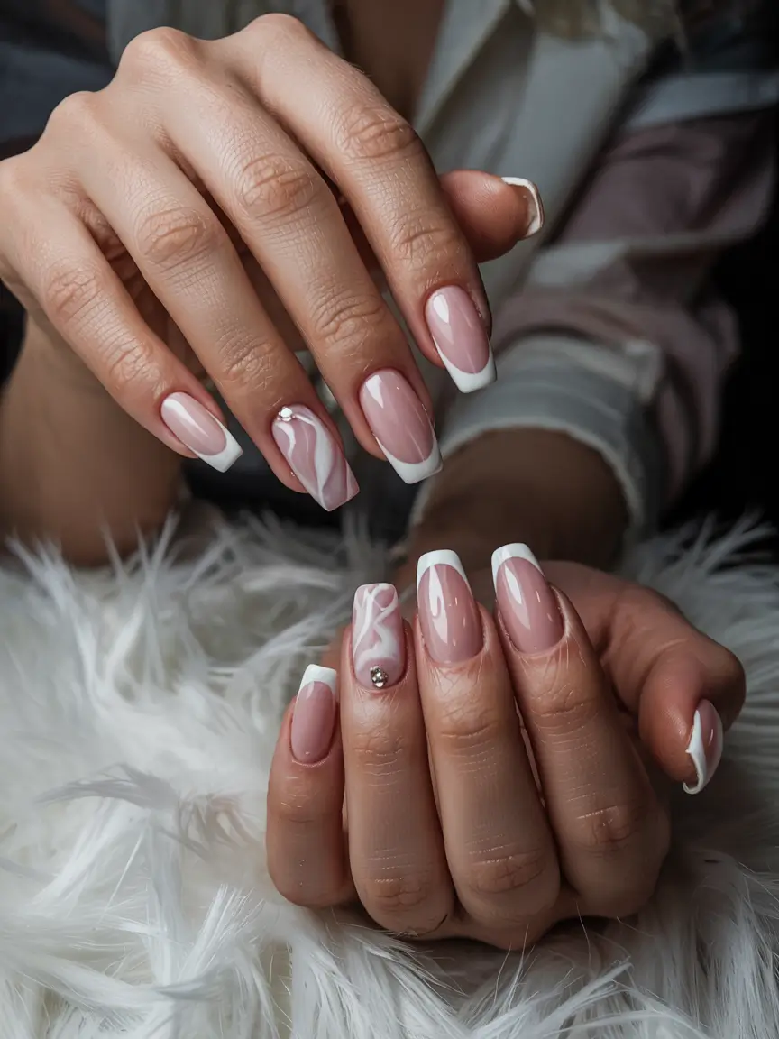 winter nails ideas almond French Whispers