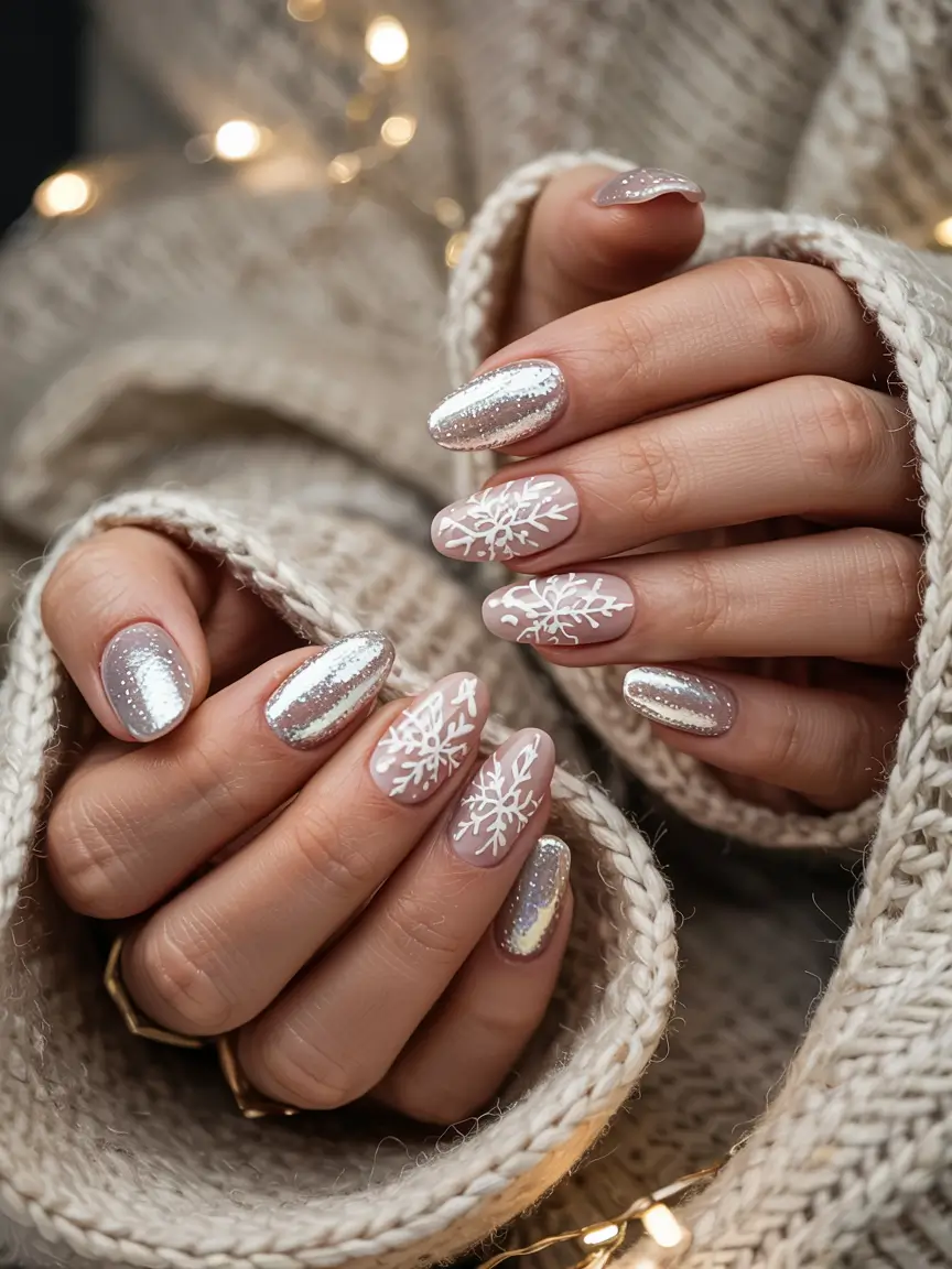 winter nails ideas snowflake Snowflake Mirage