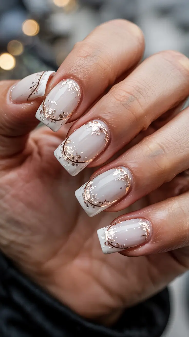 winter-nails-ideas-french-tip-Golden-Frost-French