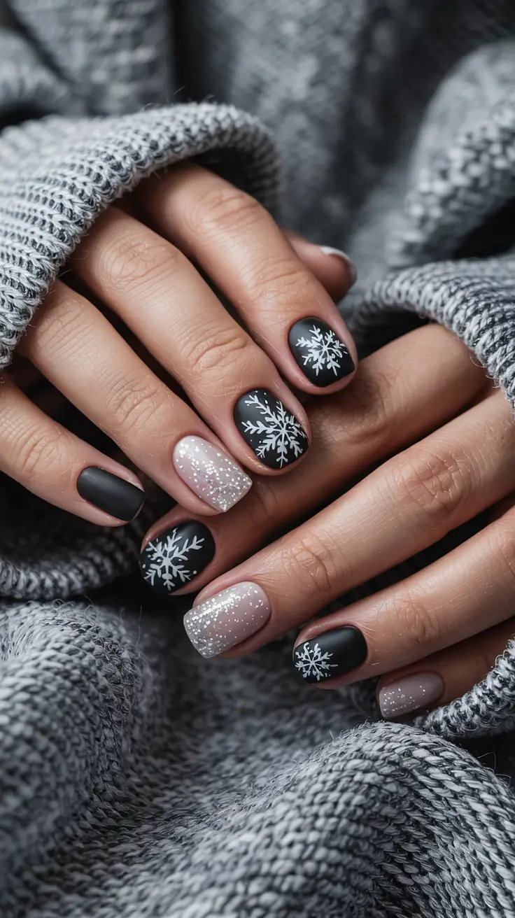 winter nails ideas simple Frosted Noir