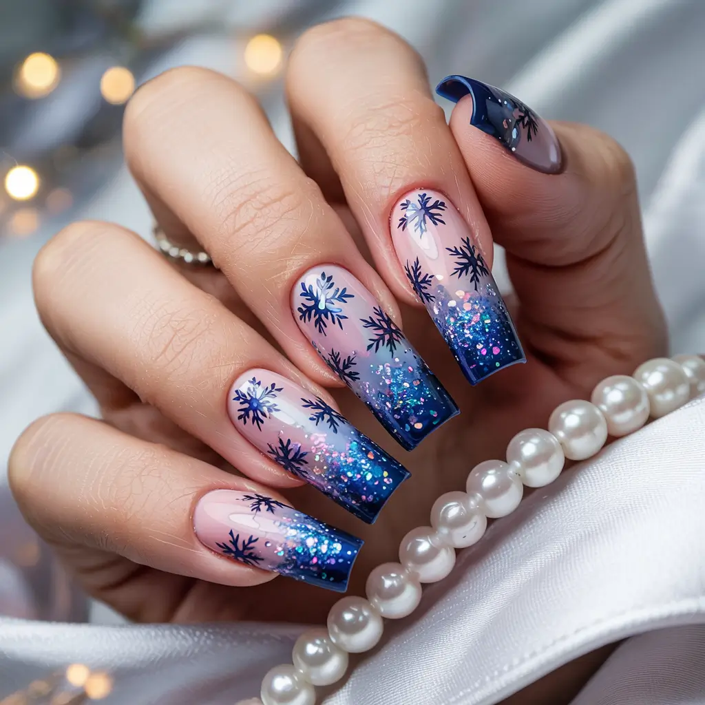 winter nails ideas acrylic Arctic Glam Fade