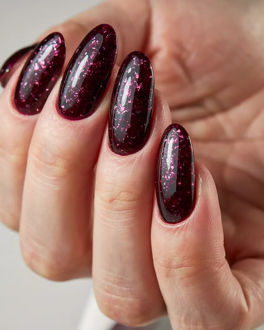 winter-nails-ideas-dark-Deep-Wine-Galaxy