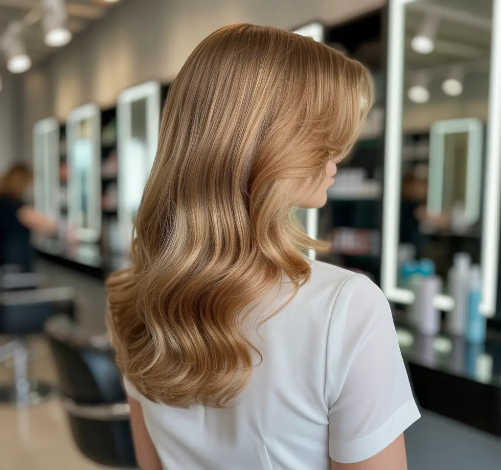 trending hair colors winter 2025 Golden Butter Blonde Waves
