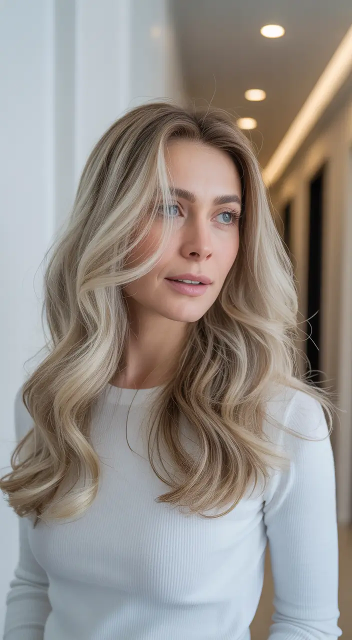 trending hair colors winter 2025 Champagne Blonde Glow
