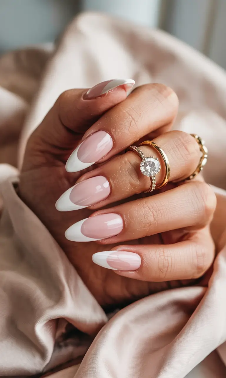 winter almond nails 2025-2026 French Frost Chic