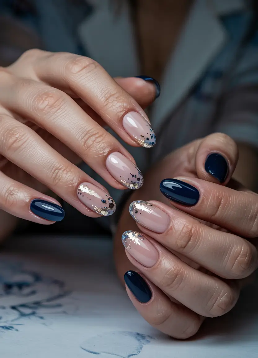 winter almond nails 2025-2026 Blue Velvet Spark