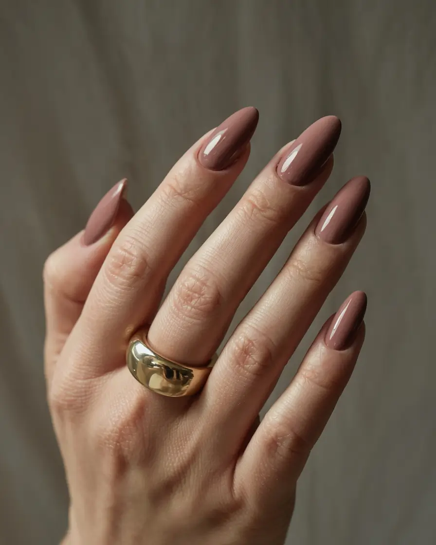winter almond nails 2025-2026 Mocha Elegance