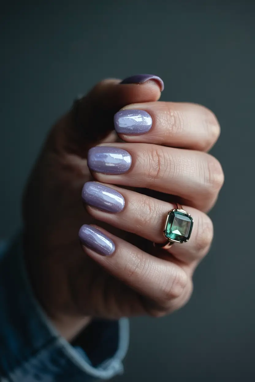 winter almond nails 2025-2026 Lavender Dream Glow