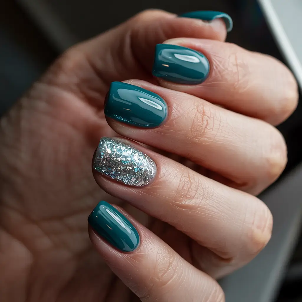 winter almond nails 2025-2026 Teal & Ice