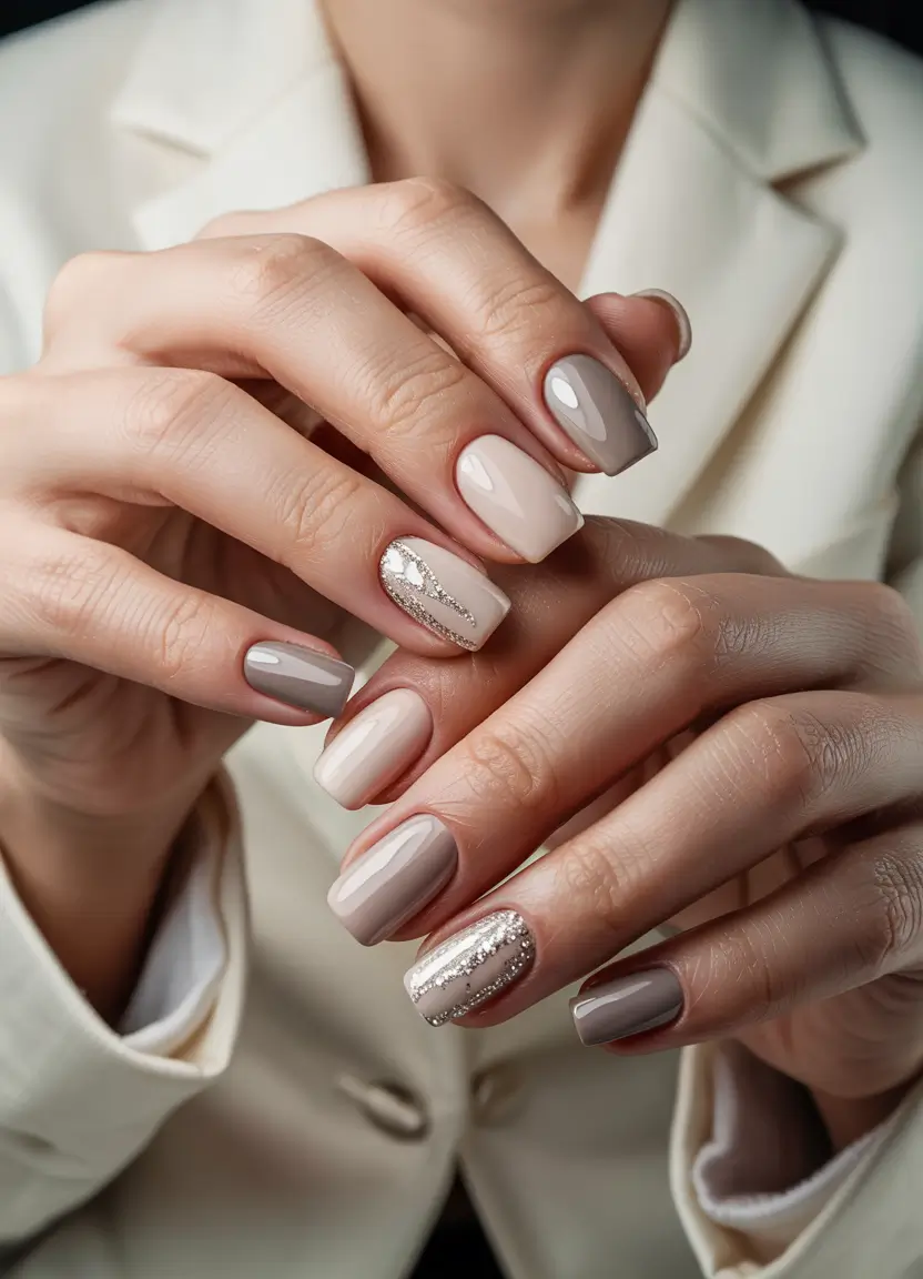 winter color nails 2025-2026 Caramel Frost Accents