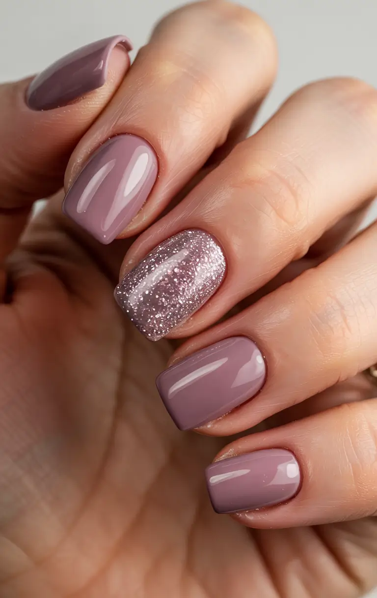 winter color nails 2025-2026 Smoky Lilac Glam