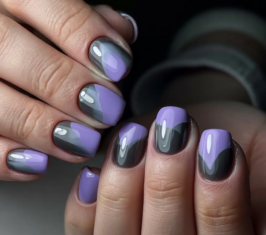 winter color nails 2025-2026 Lavender Smoke Waves
