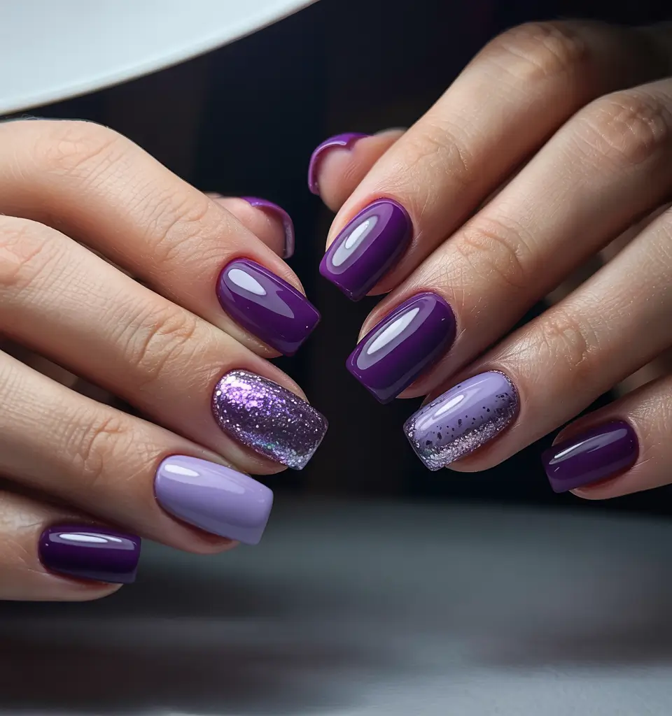 winter color nails 2025-2026 Amethyst Dual Tone
