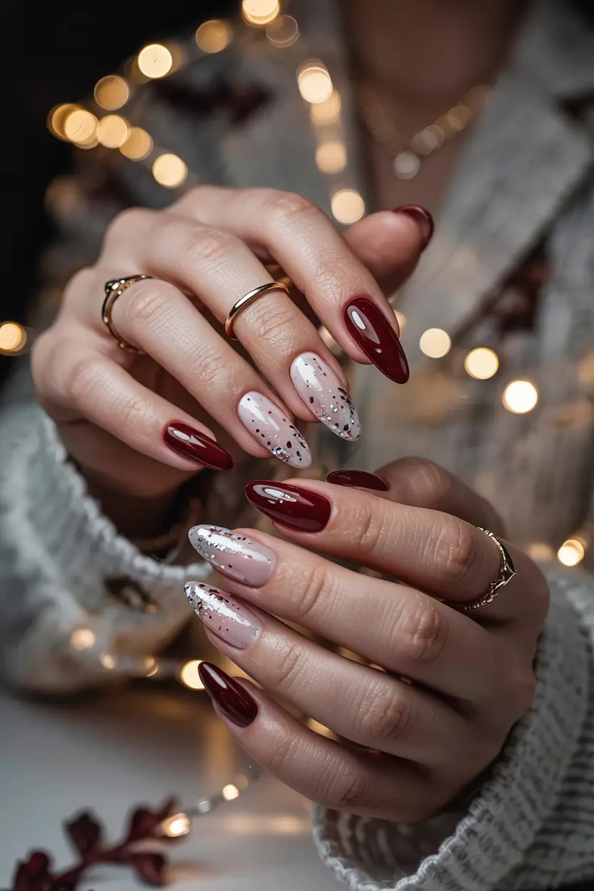 winter gel nails red Crimson Glow