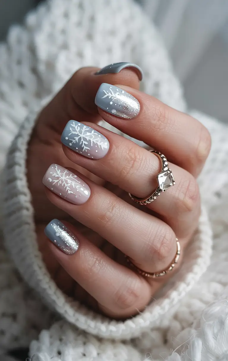 winter gel nails colors Frosted Silver Spark
