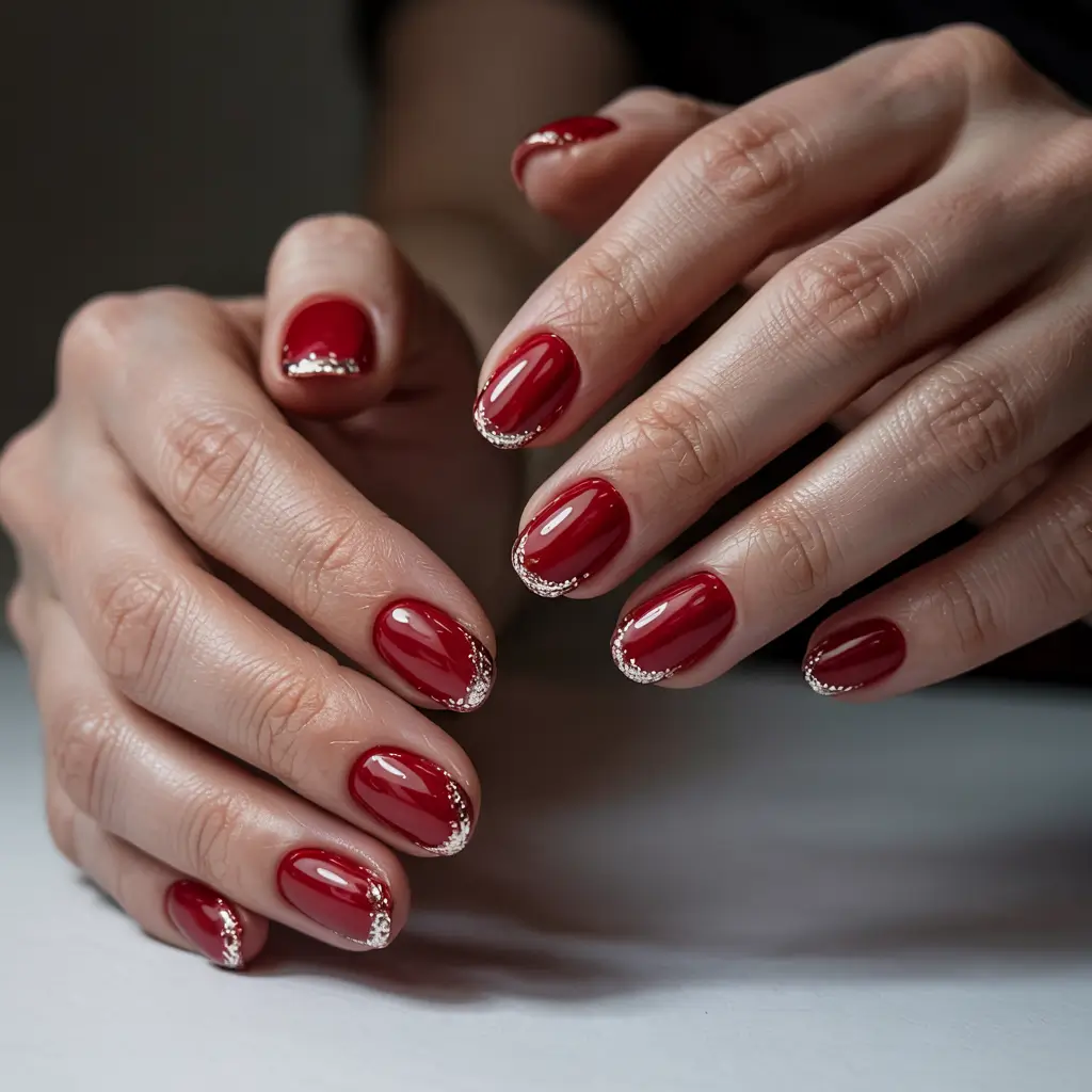 winter gel nails red Classic Ruby Minimalism