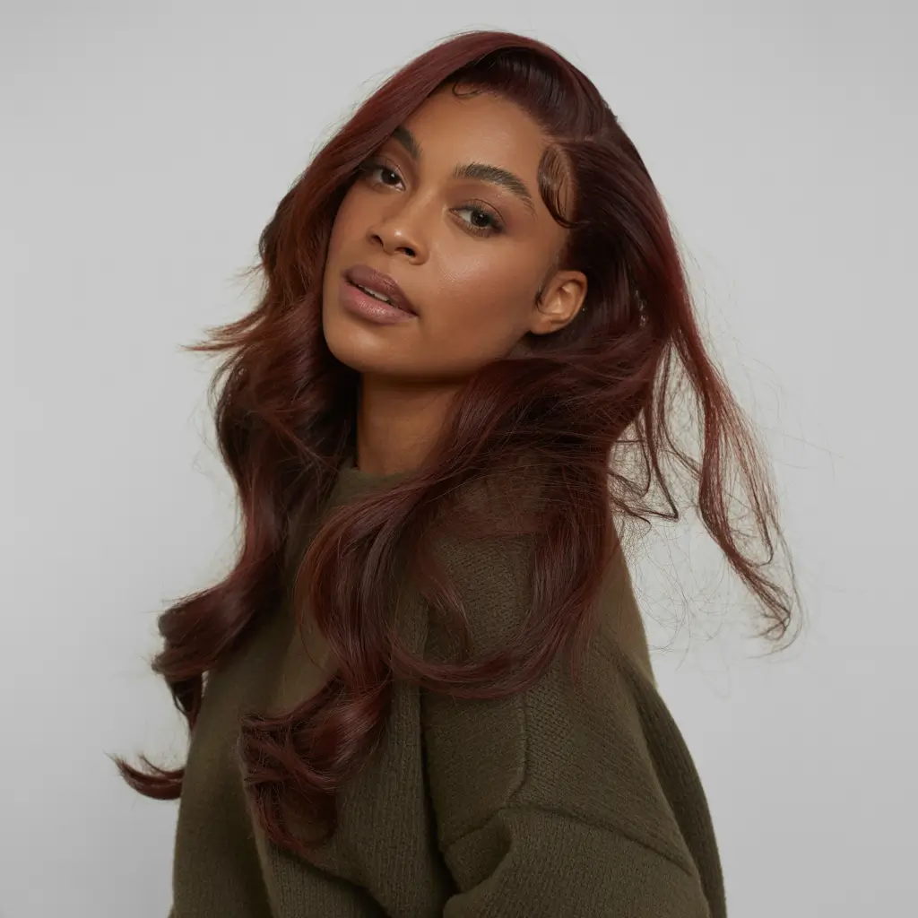 winter hair colors for black women Cinnamon Red Elegance