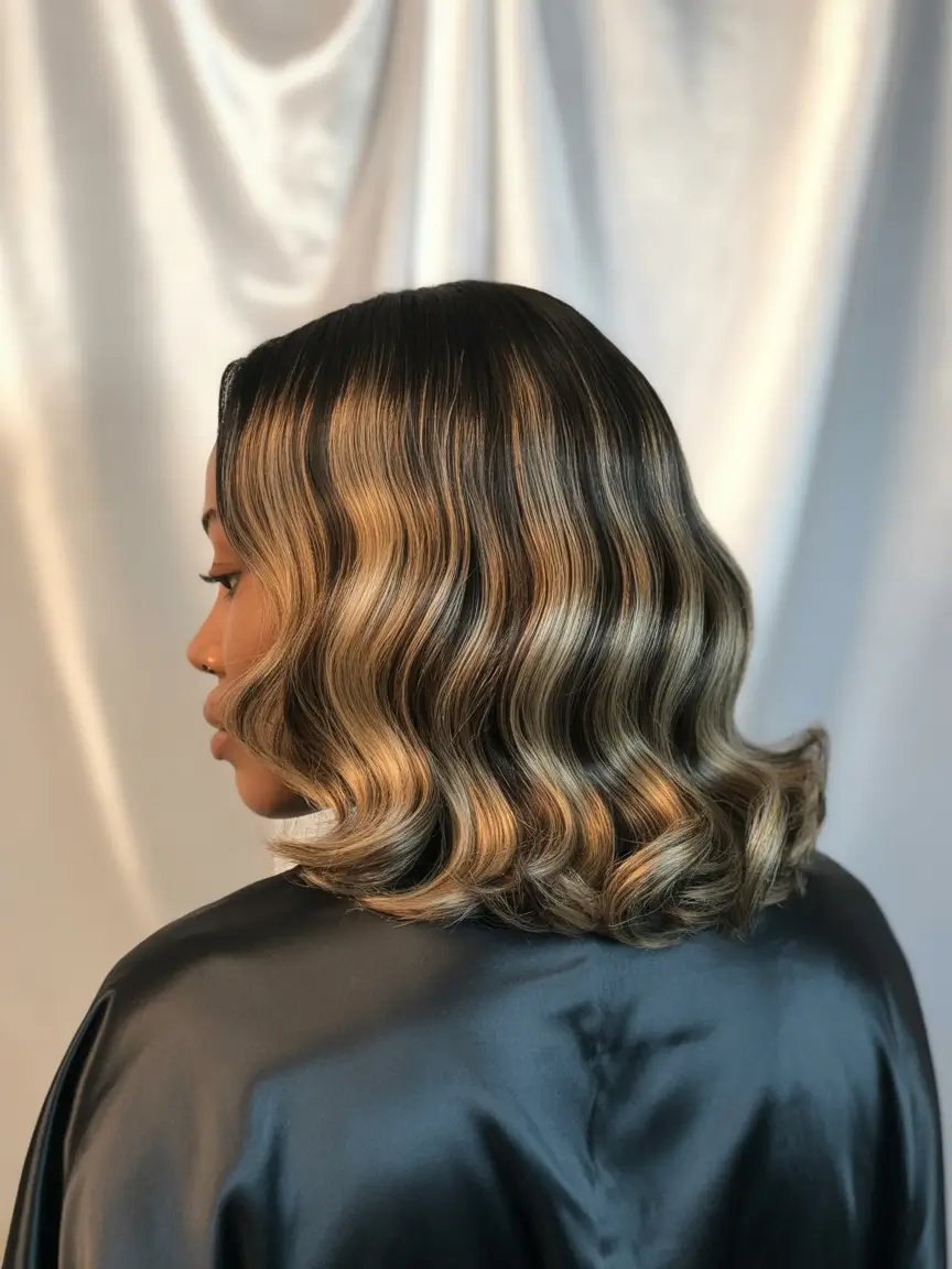 winter hair colors for black women Golden Wave Perfection