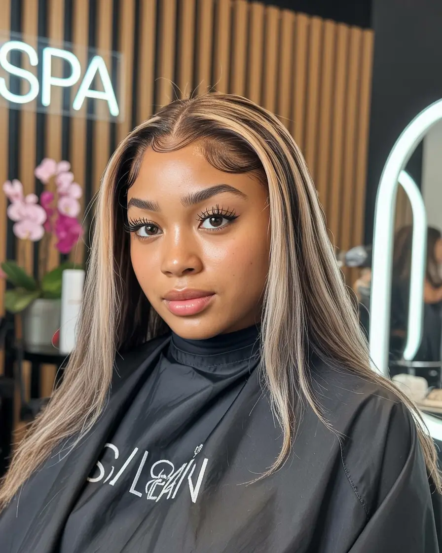 winter hair colors for black women Face-Framing Blonde Ribbons
