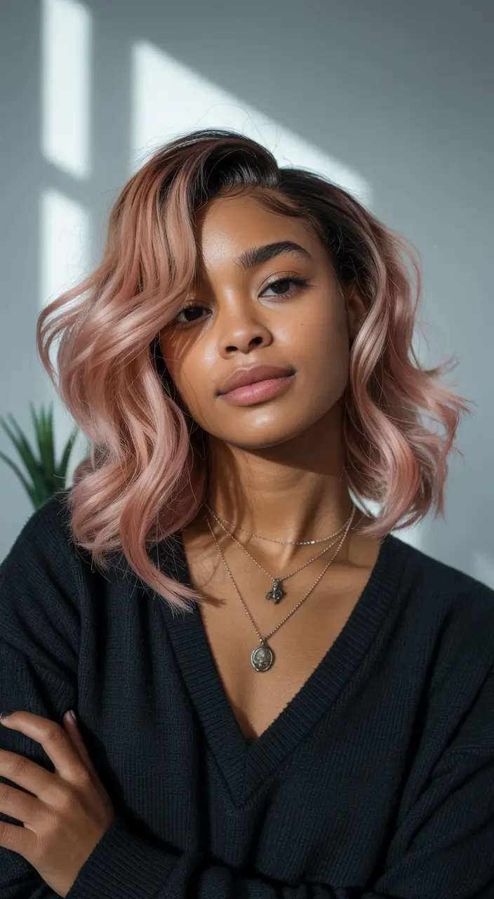 winter hair colors for black women Rose Toned Waves