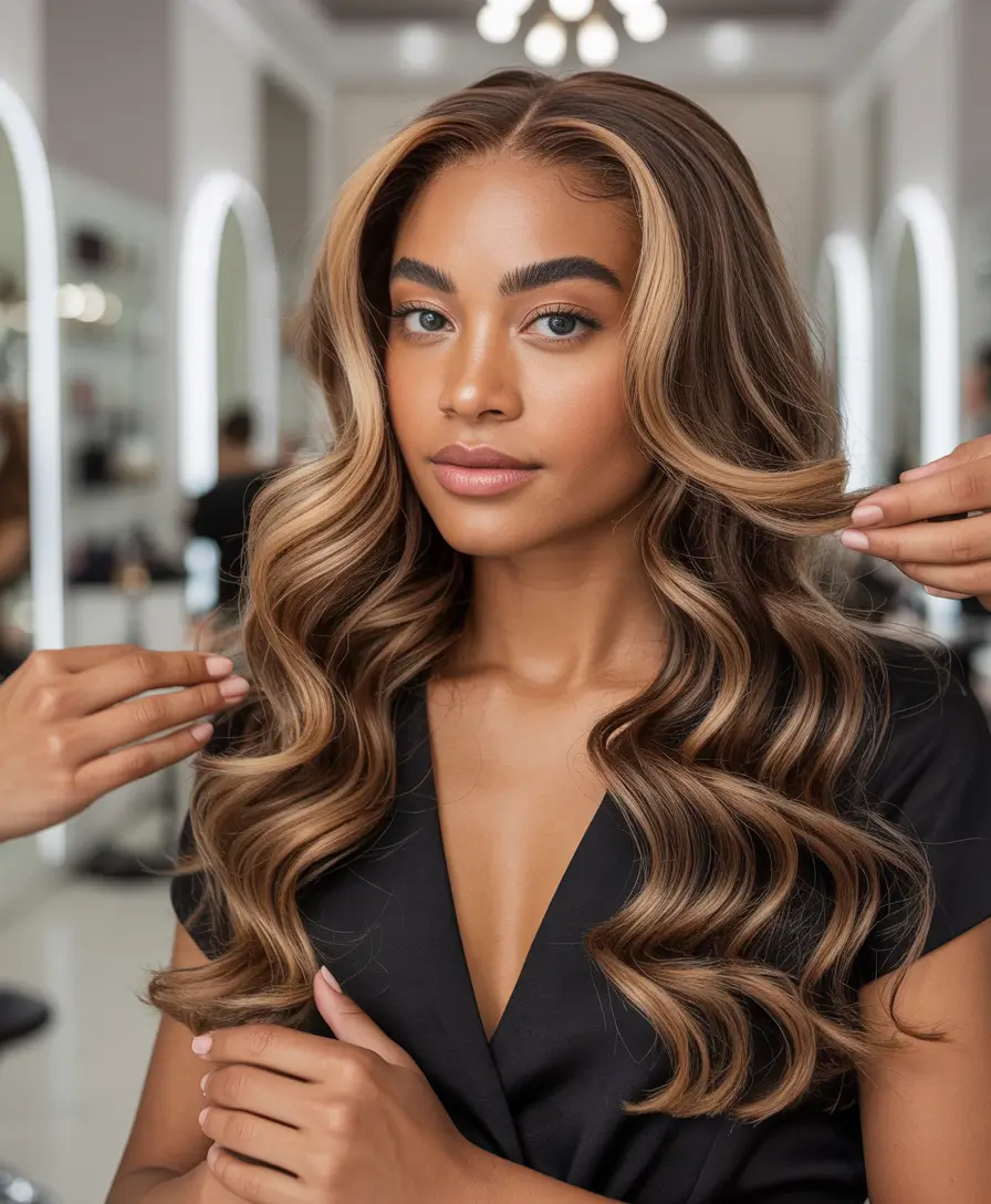 winter hair colors for black women Glamorous Honey Waves