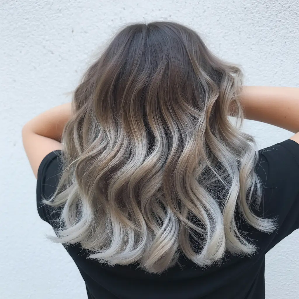 hair colors for brown hair blue Frosted Silver Balayage