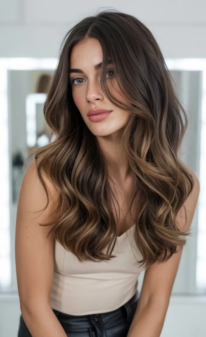 Winter Hair Colors 2025-2026 Chestnut Balayage Glow
