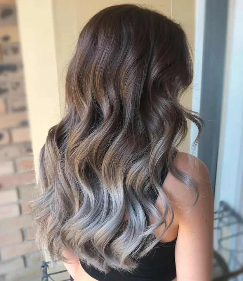 winter hair colors balayage ideas 2025 - 2026 Smoky Gray Cascade